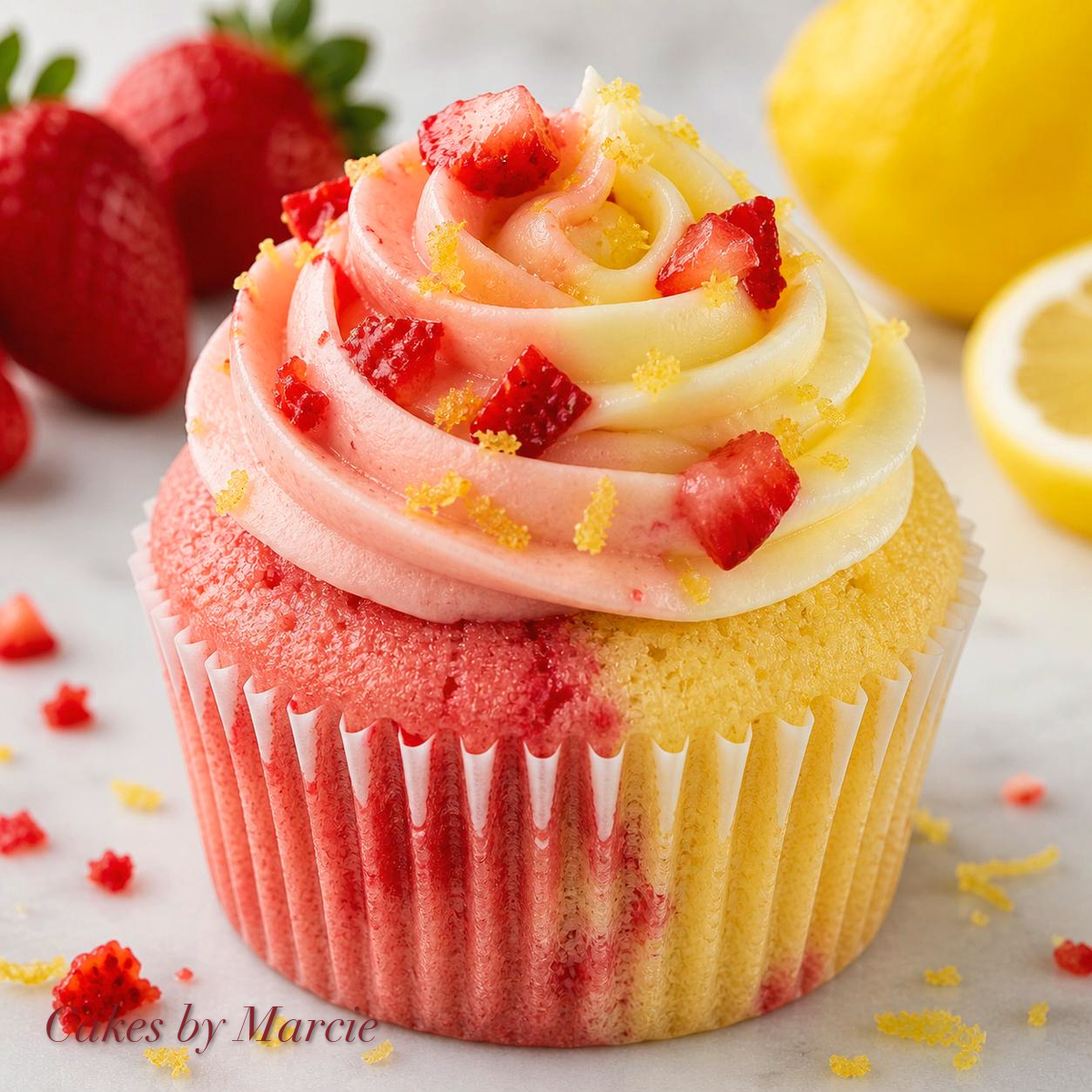 Blush Berry Dream lemonade cupcake — Cupcakes by Marcie, Abu Dhabi UAE